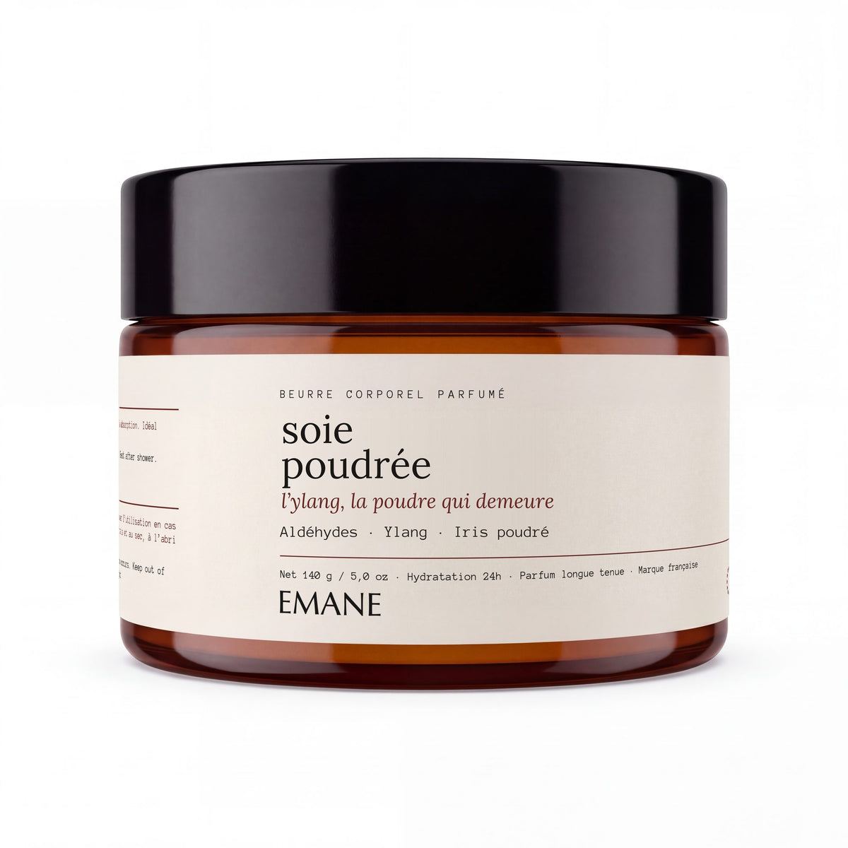 EMANE perfumed body butter, 140 g amber glass jar