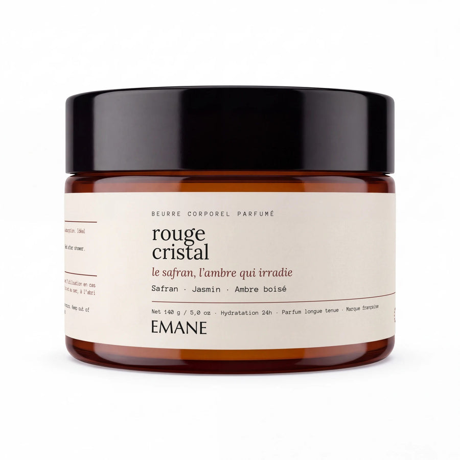 Rouge Cristal perfumed body butter, whipped shea