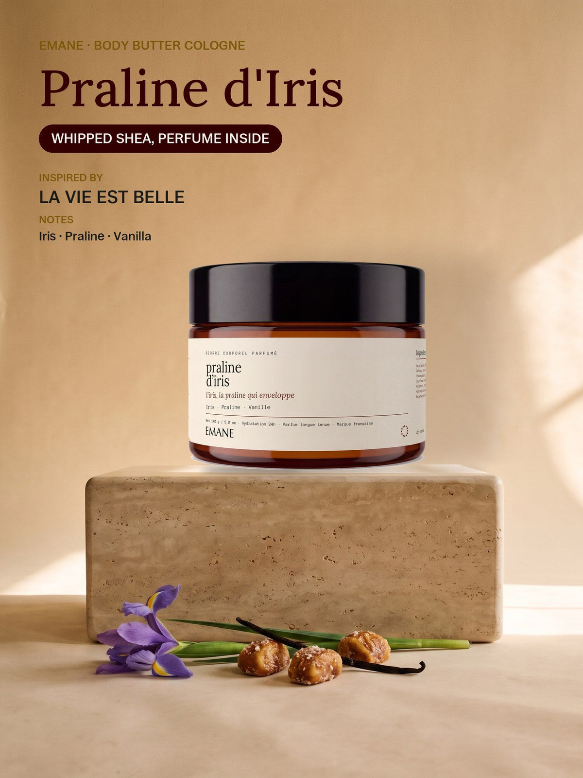 Praline d'Iris body butter cologne, inspired by La Vie Est Belle