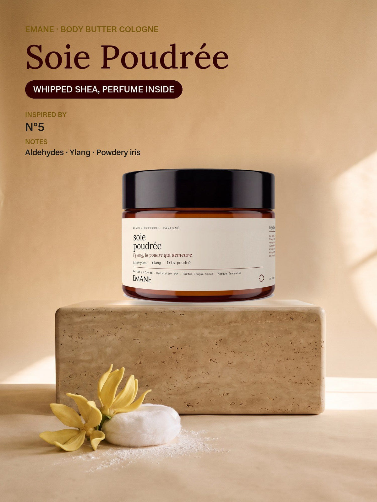 Soie Poudrée body butter cologne, inspired by N°5