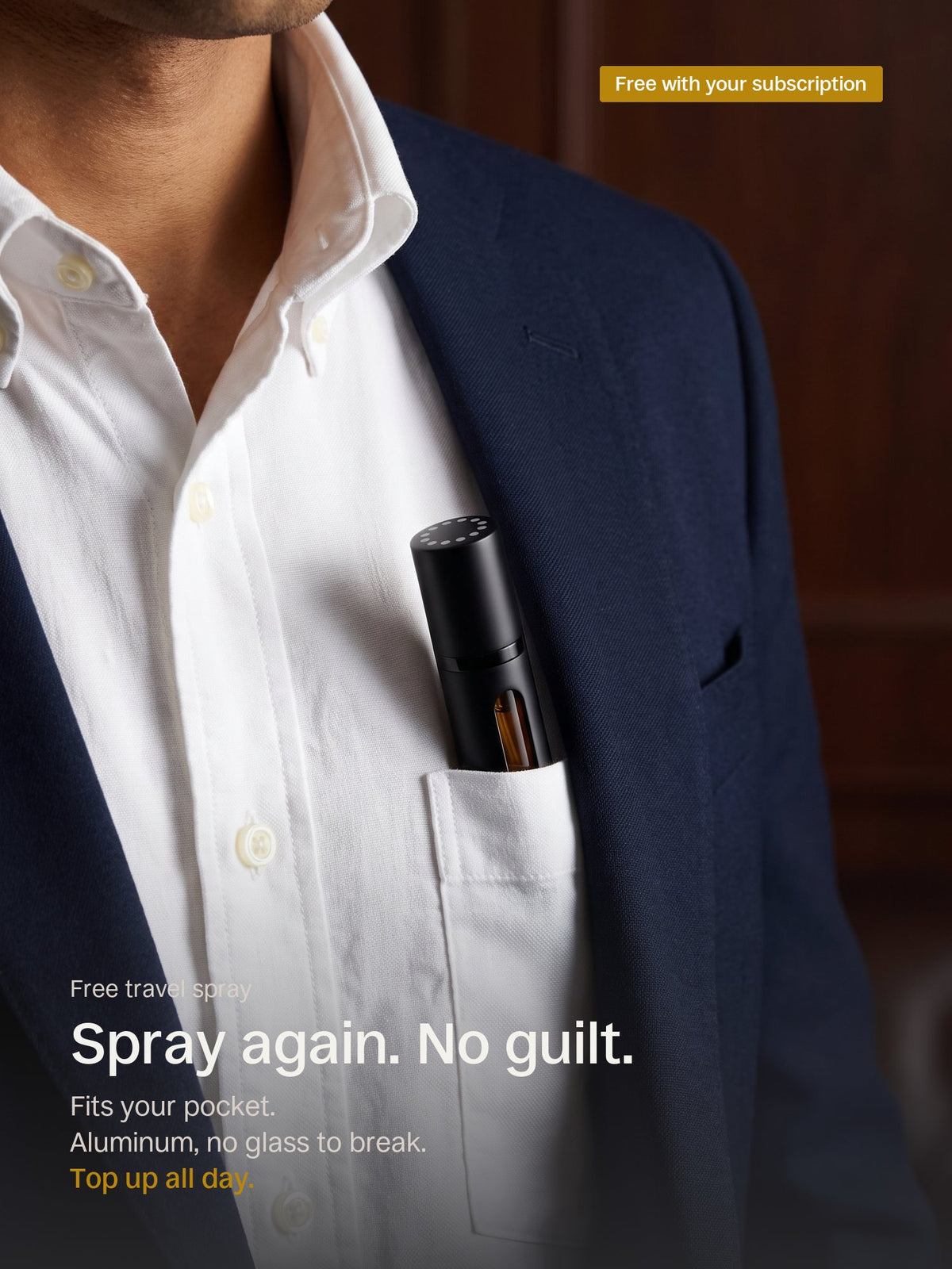 The EMANE travel spray, the size of a finger